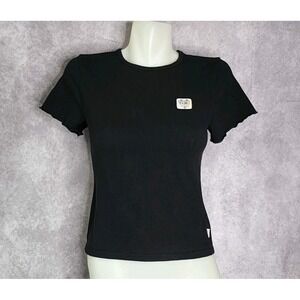 VANS‎ Women's Cropped Ireneisgood Black Tee Shirt Size Medium Colorful High Tide